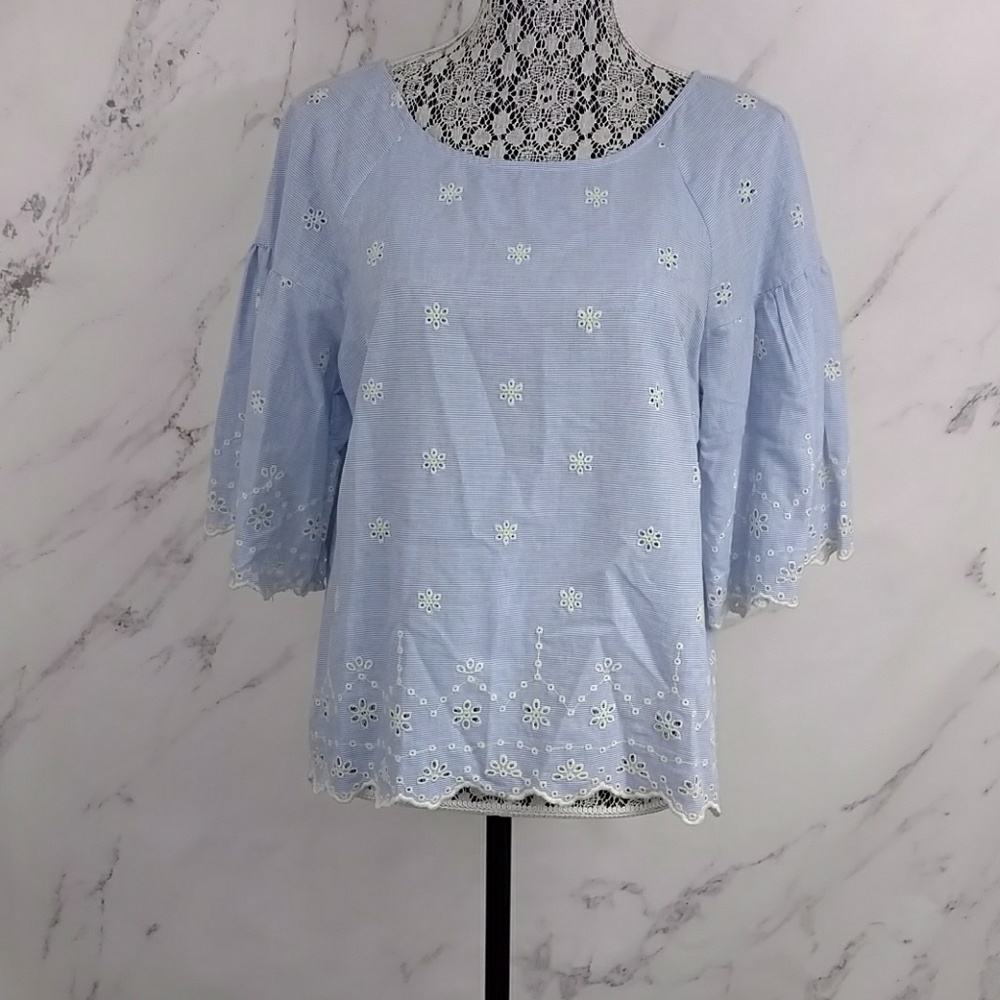 Sanctuary White Floral Eyelet and Scalloped Top